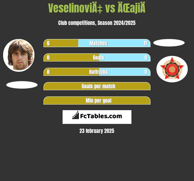 VeselinoviÄ‡ vs ÄŒajiÄ h2h player stats