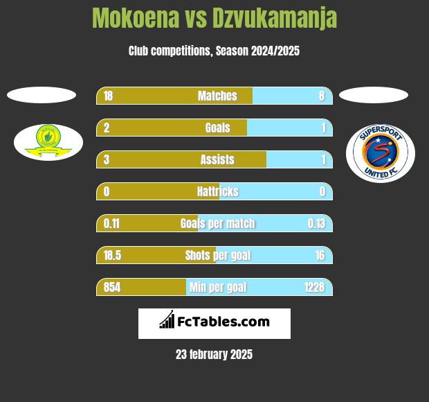 Mokoena vs Dzvukamanja h2h player stats