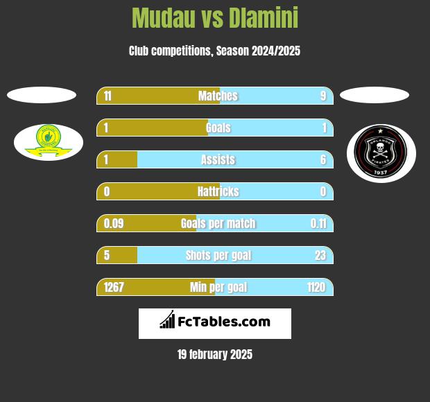 Mudau vs Dlamini h2h player stats