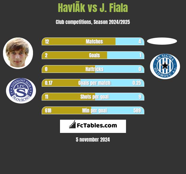 HavlÃ­k vs J. Fiala h2h player stats