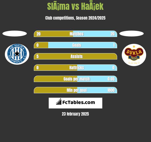 SlÃ¡ma vs HaÅ¡ek h2h player stats