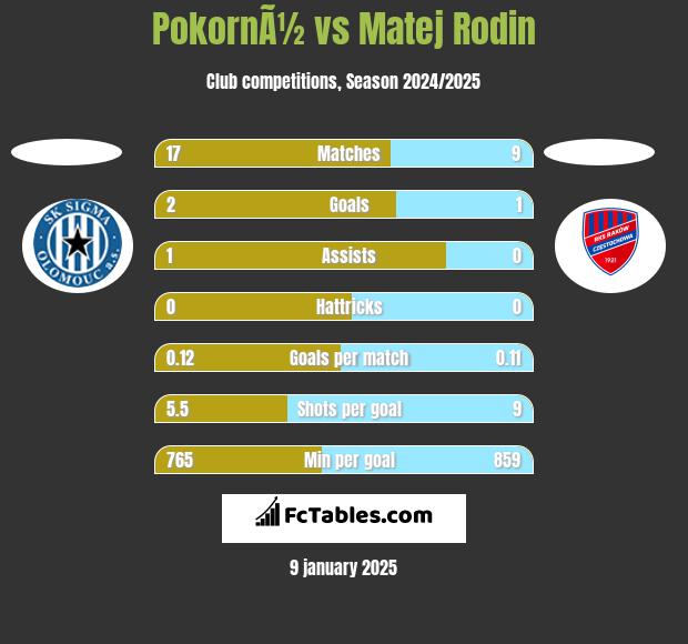 PokornÃ½ vs Matej Rodin h2h player stats