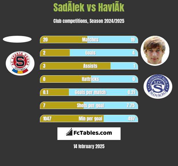 SadÃ­lek vs HavlÃ­k h2h player stats