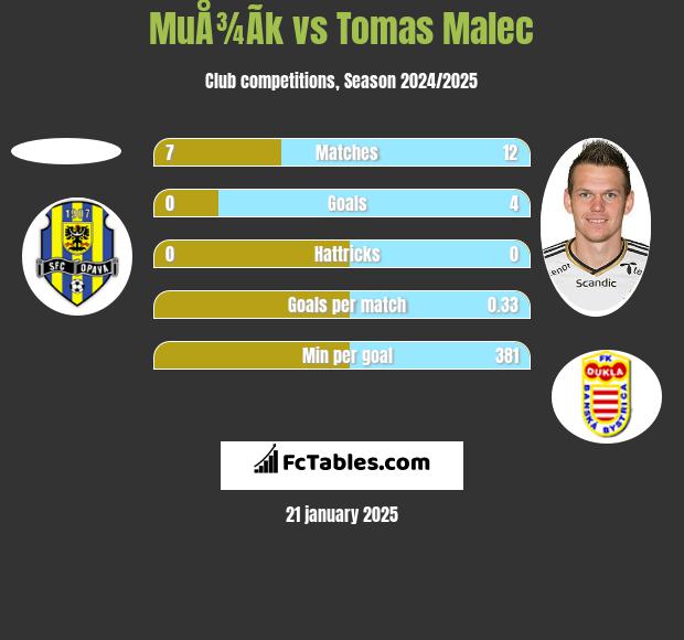 MuÅ¾Ã­k vs Tomas Malec h2h player stats