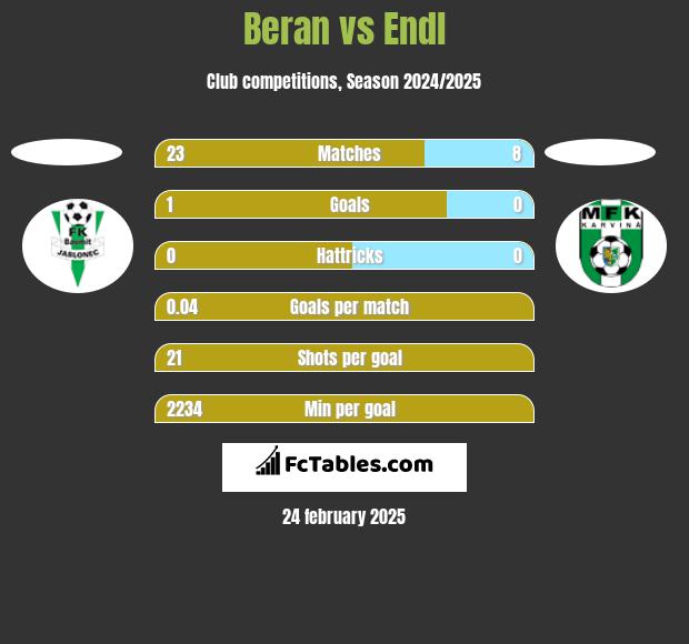 Beran vs Endl h2h player stats