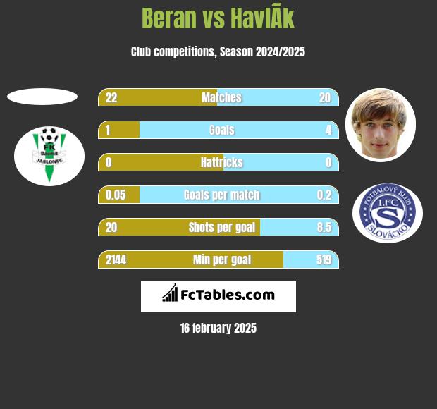 Beran vs HavlÃ­k h2h player stats