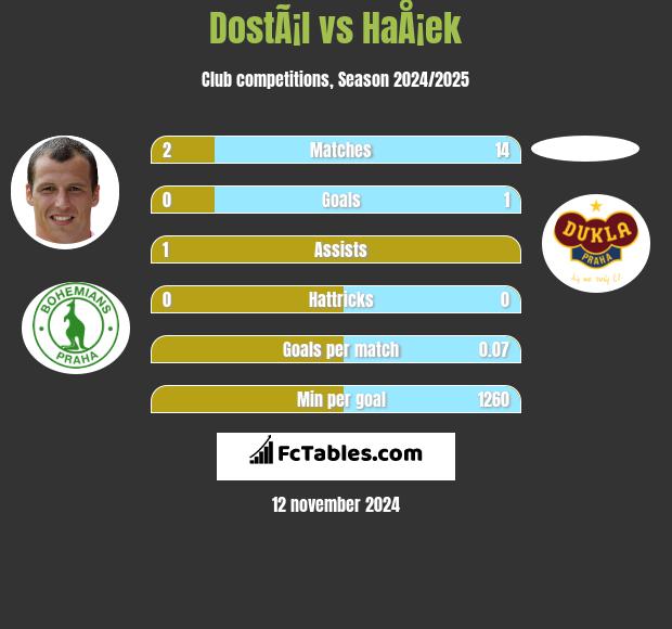 DostÃ¡l vs HaÅ¡ek h2h player stats