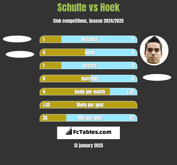 Schulte vs Hoek h2h player stats