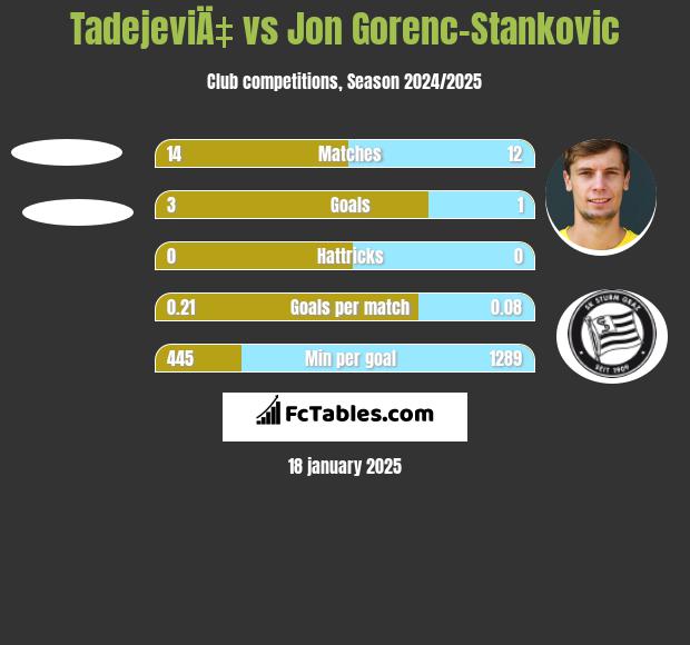 TadejeviÄ‡ vs Jon Gorenc-Stankovic h2h player stats