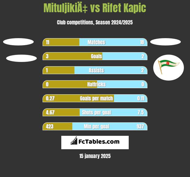 MituljikiÄ‡ vs Rifet Kapic h2h player stats