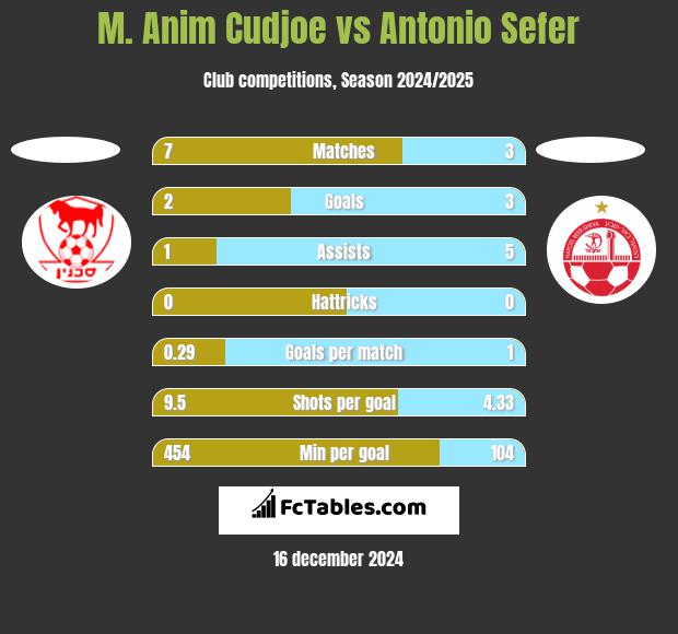 M. Anim Cudjoe vs Antonio Sefer h2h player stats