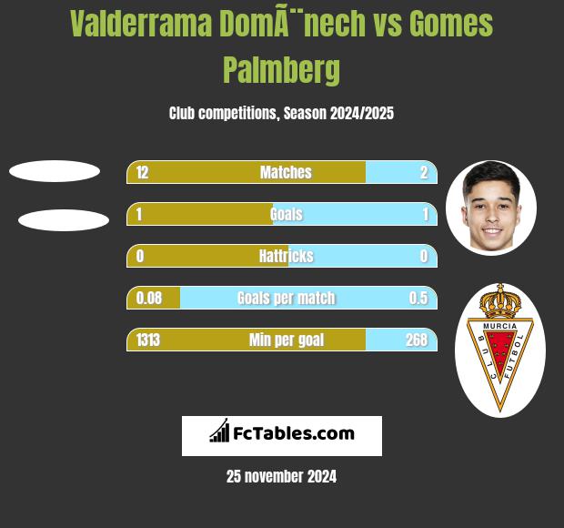 Valderrama DomÃ¨nech vs Gomes Palmberg h2h player stats