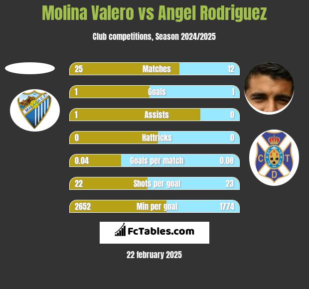 Molina Valero vs Angel Rodriguez h2h player stats