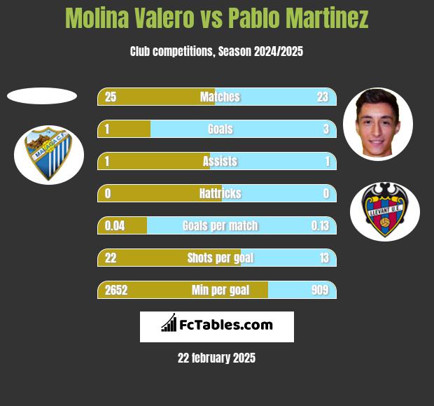 Molina Valero vs Pablo Martinez h2h player stats