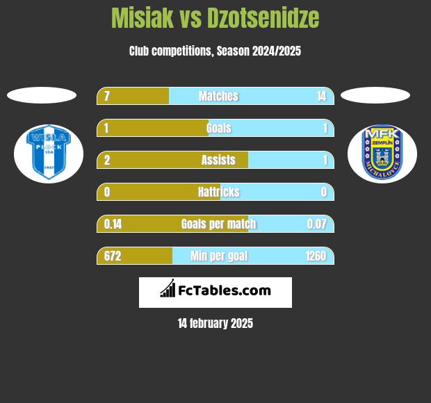 Misiak vs Dzotsenidze h2h player stats