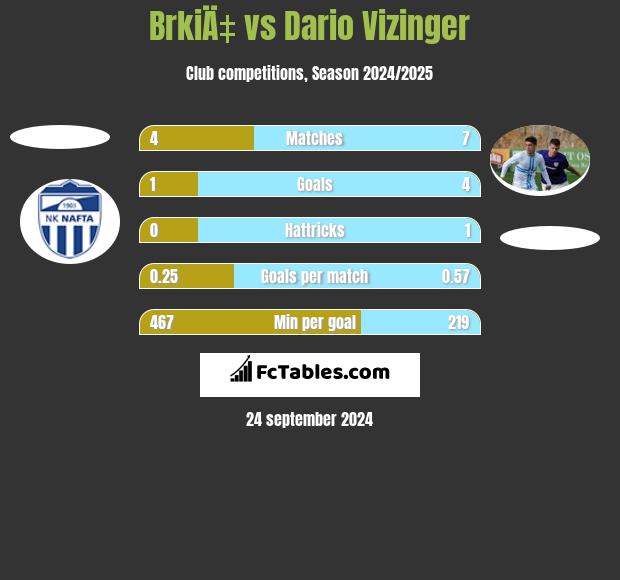 BrkiÄ‡ vs Dario Vizinger h2h player stats