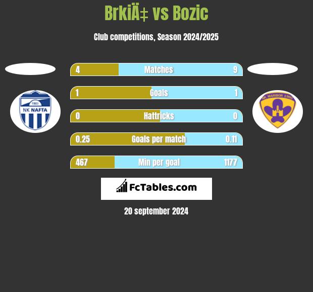 BrkiÄ‡ vs Bozic h2h player stats