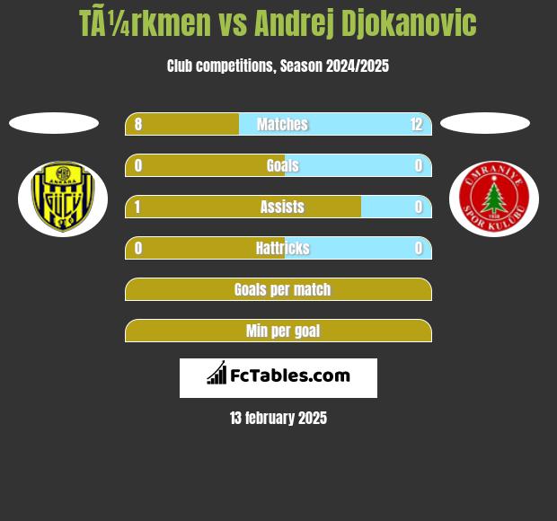 TÃ¼rkmen vs Andrej Djokanovic h2h player stats