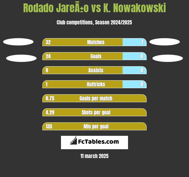 Rodado JareÃ±o vs K. Nowakowski h2h player stats