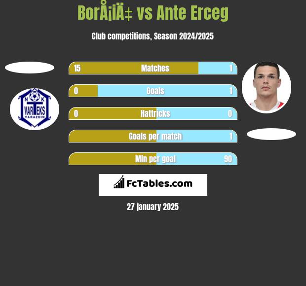 BorÅ¡iÄ‡ vs Ante Erceg h2h player stats