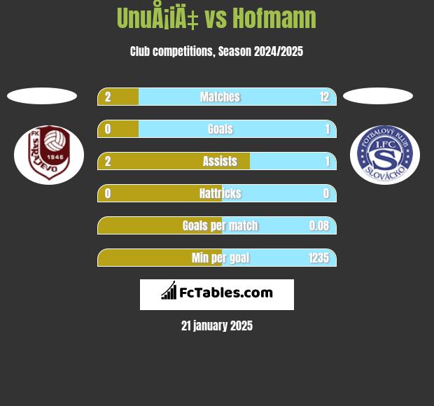 UnuÅ¡iÄ‡ vs Hofmann h2h player stats