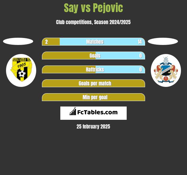 Say vs Pejovic h2h player stats