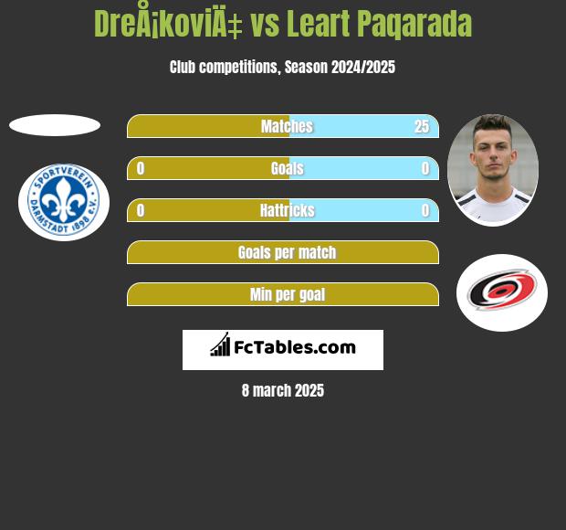 DreÅ¡koviÄ‡ vs Leart Paqarada h2h player stats