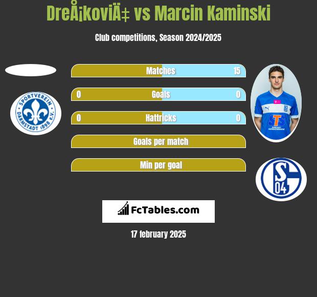 DreÅ¡koviÄ‡ vs Marcin Kaminski h2h player stats