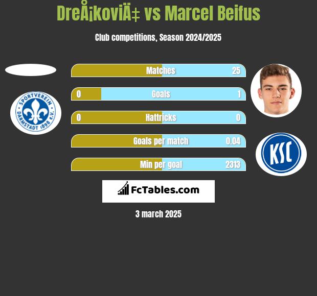 DreÅ¡koviÄ‡ vs Marcel Beifus h2h player stats