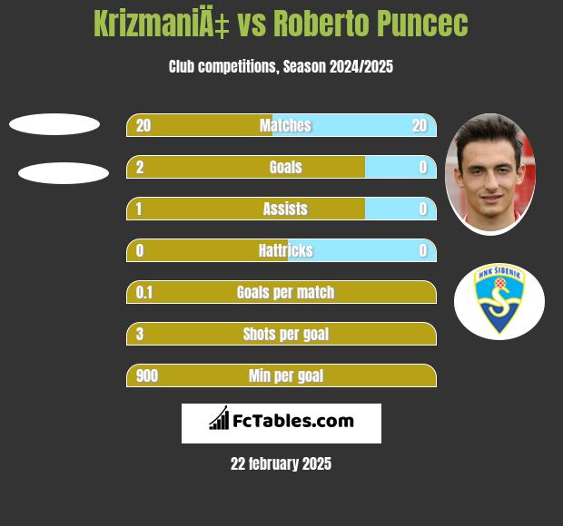 KrizmaniÄ‡ vs Roberto Puncec h2h player stats