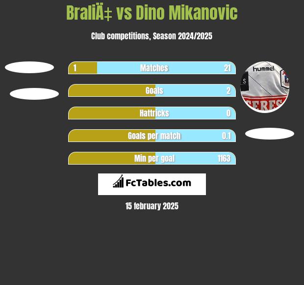 BraliÄ‡ vs Dino Mikanovic h2h player stats