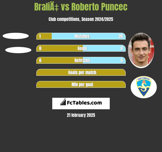 BraliÄ‡ vs Roberto Puncec h2h player stats