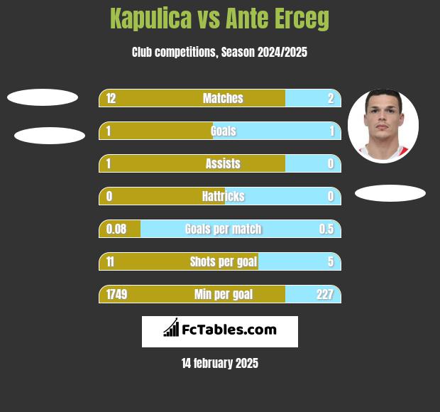 Kapulica vs Ante Erceg h2h player stats