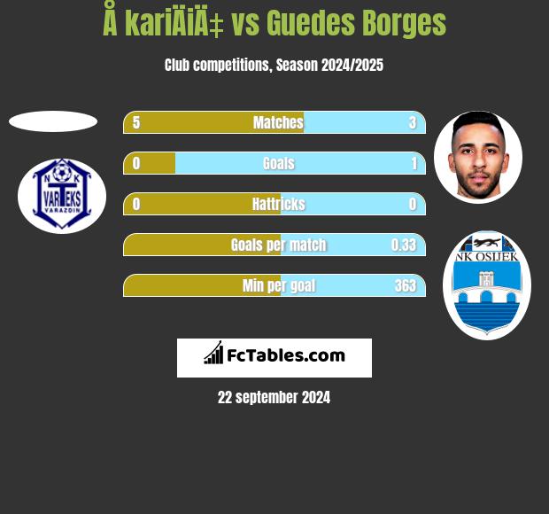 Å kariÄiÄ‡ vs Guedes Borges h2h player stats