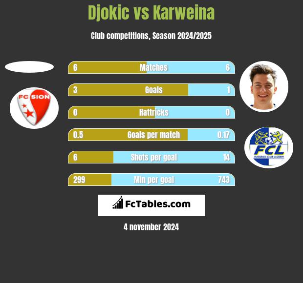 Djokic vs Karweina h2h player stats