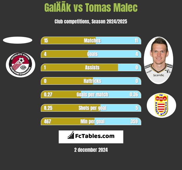 GalÄÃ­k vs Tomas Malec h2h player stats