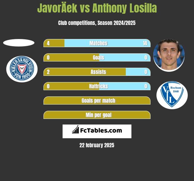 JavorÄek vs Anthony Losilla h2h player stats