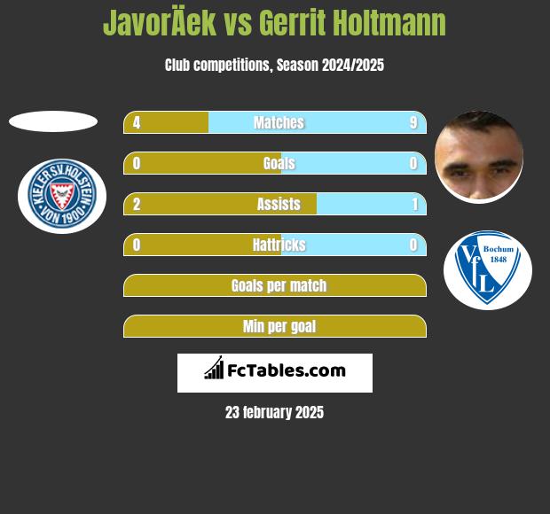 JavorÄek vs Gerrit Holtmann h2h player stats