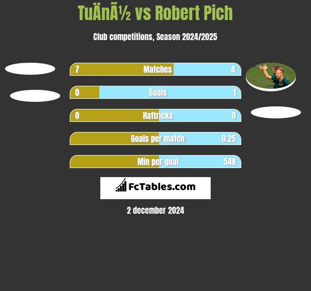 TuÄnÃ½ vs Robert Pich h2h player stats