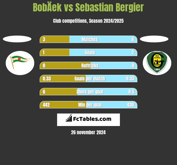 BobÄek vs Sebastian Bergier h2h player stats