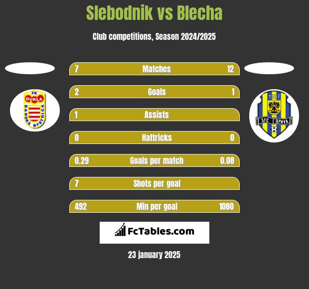 Slebodnik vs Blecha h2h player stats