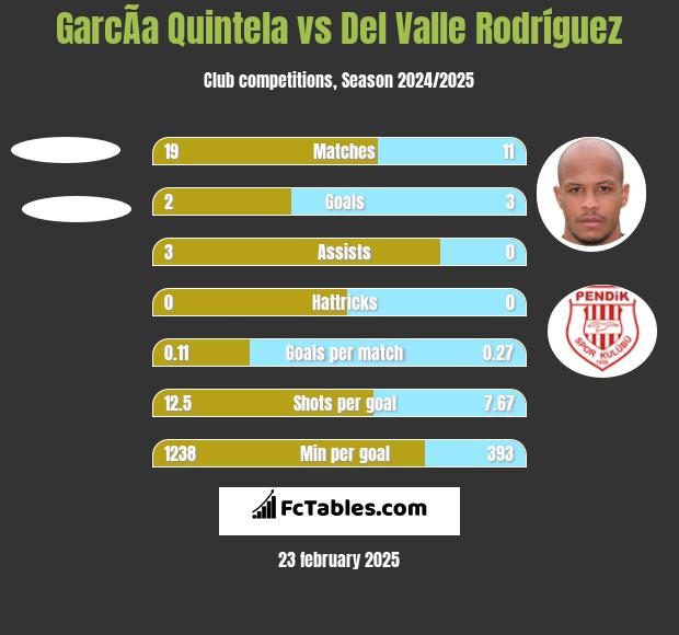 GarcÃ­a Quintela vs Del Valle Rodríguez h2h player stats