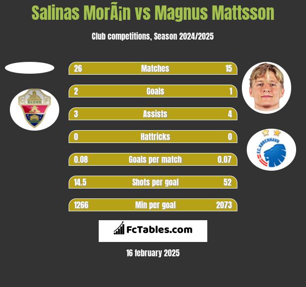 Salinas MorÃ¡n vs Magnus Mattsson h2h player stats