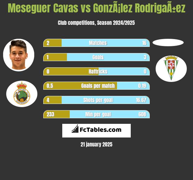 Meseguer Cavas vs GonzÃ¡lez RodrigaÃ±ez h2h player stats