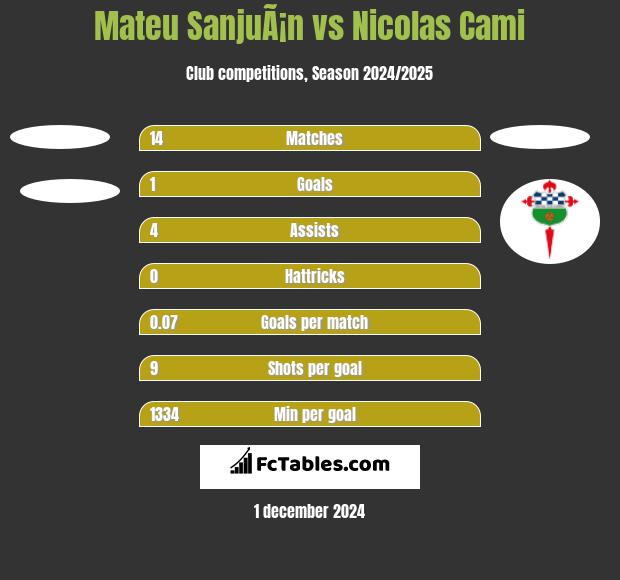 Mateu SanjuÃ¡n vs Nicolas Cami h2h player stats