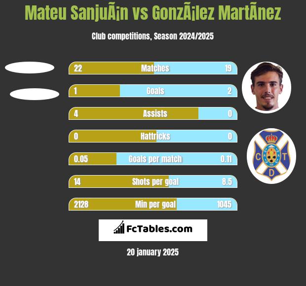 Mateu SanjuÃ¡n vs GonzÃ¡lez MartÃ­nez h2h player stats