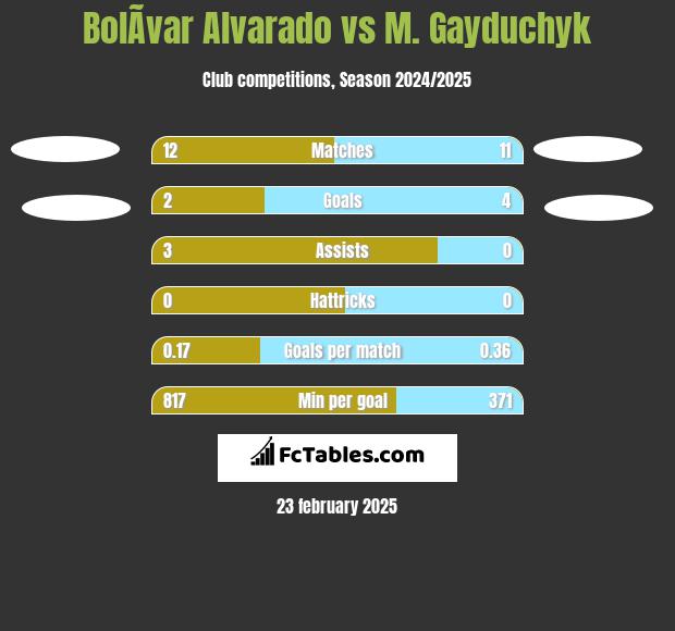 BolÃ­var Alvarado vs M. Gayduchyk h2h player stats