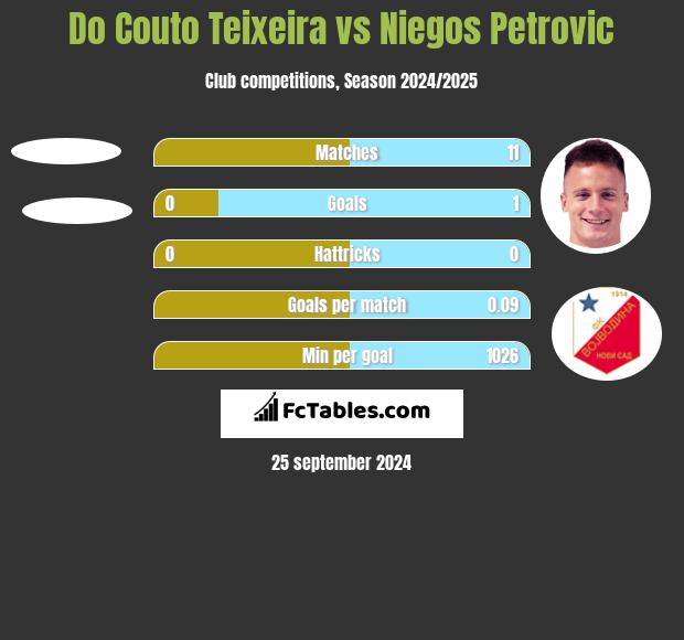 Do Couto Teixeira vs Niegos Petrovic h2h player stats