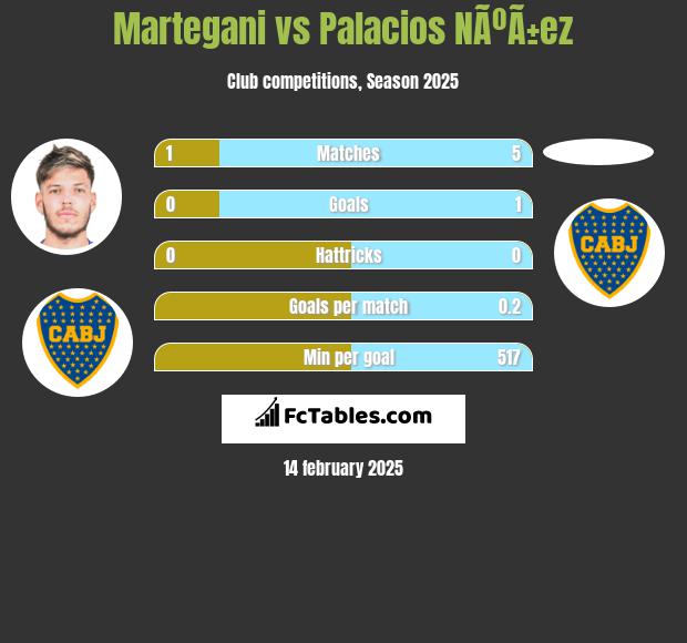 Martegani vs Palacios NÃºÃ±ez h2h player stats