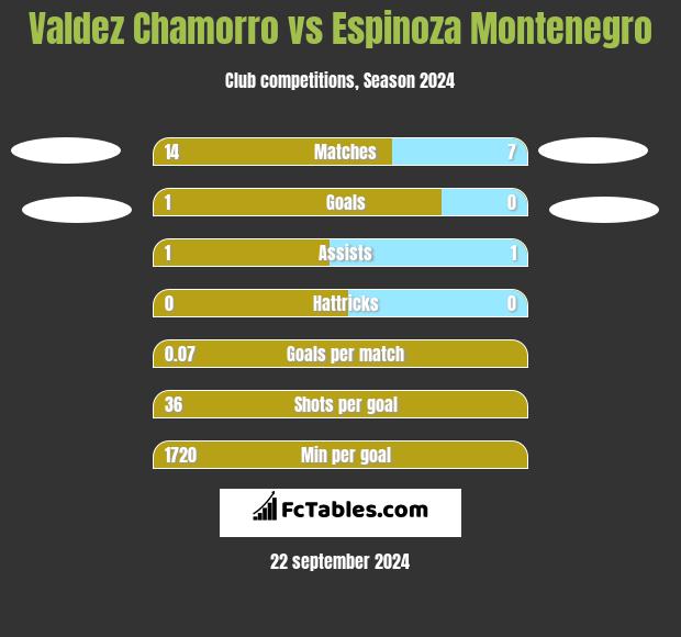 Valdez Chamorro vs Espinoza Montenegro h2h player stats